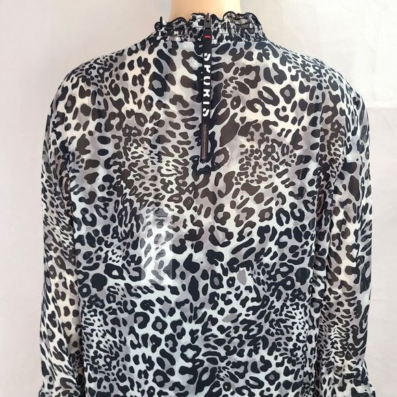 NWT Marc Cain Women's (12) Black & Gray Leopard Crepe Dress Slip Lining-$380 - Picture 9 of 15